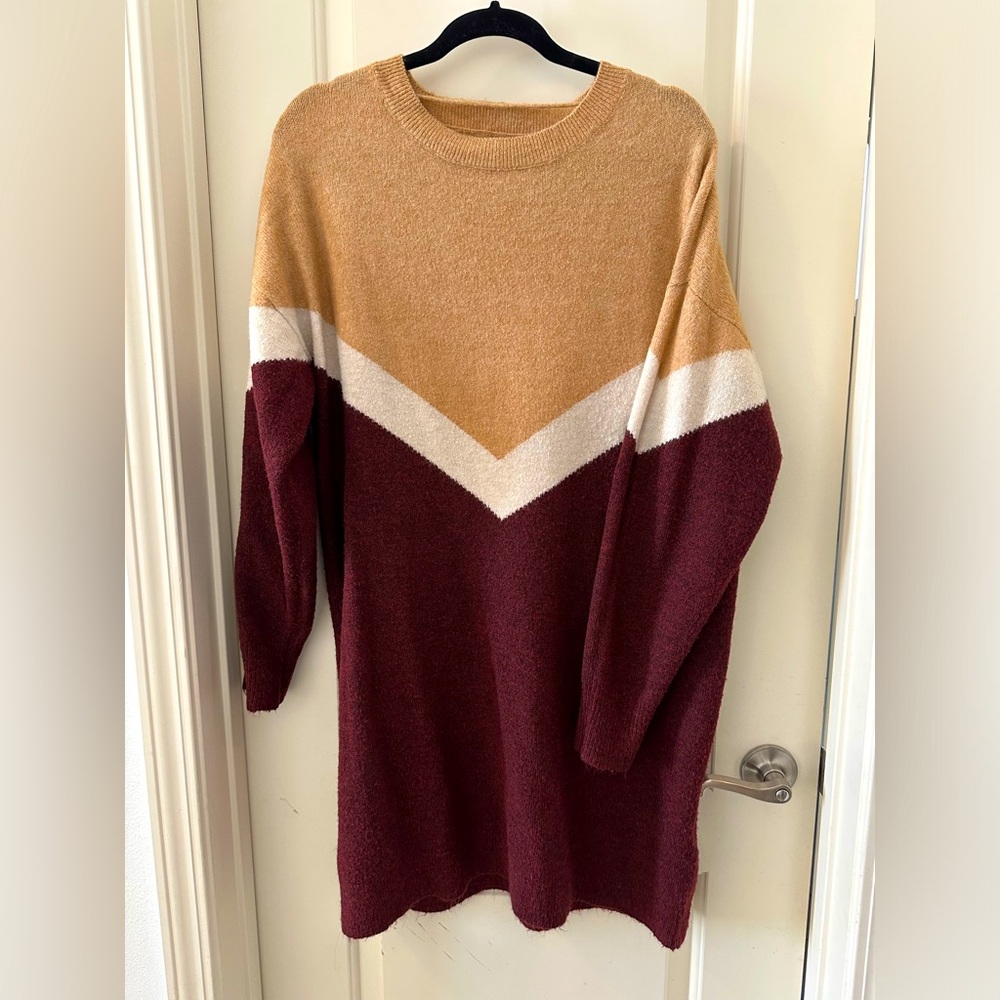 Chevron sweater dress in lovely fall tones!